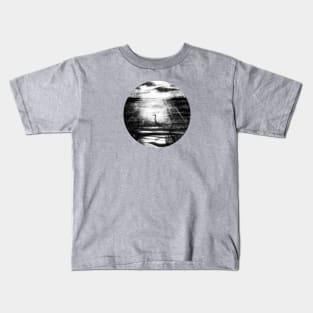 Marshy Reflection with Blue Heron Nature Scene Kids T-Shirt